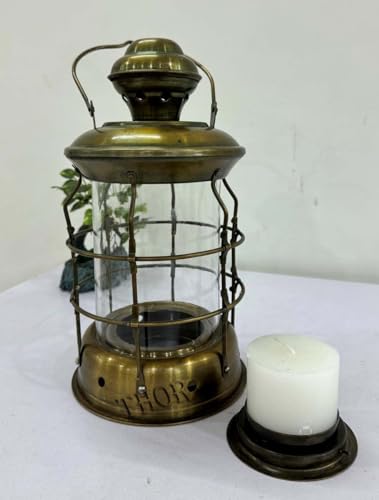 Antique Maritime Candle Lantern Round Iron Ship Candle Lamp Hanging Lamps Home Decor for Indoor and Outdoor Vintage Nautical Hanging Home Decor Candle Lamp Antiue