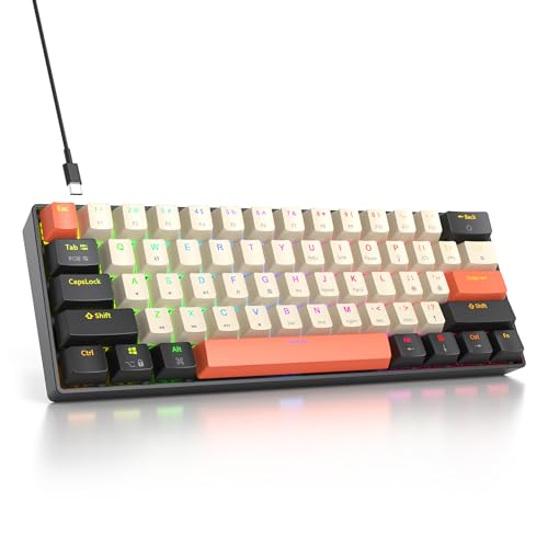 Image of 60% Mechanical Keyboard 61-Key Wired Gaming Keyboard with Red Switch RGB Lighting Effect PBT Keycaps Ultra-Compact Mini Keyboard Suitable for Win /Mac(61 Carbon)