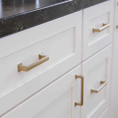 Franklin Brass 10 Pack Champagne Bronze Gold Cabinet Handles 3-3/4 inch (96mm) Kitchen Cabinet Handles and Drawer Pulls for Cupboards and Dressers | Stepped by Franklin Brass - Image 3