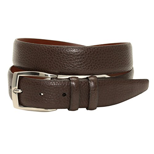 Torino Leather 35mm Soft Pebble Grain Calf Belt - Brown 36