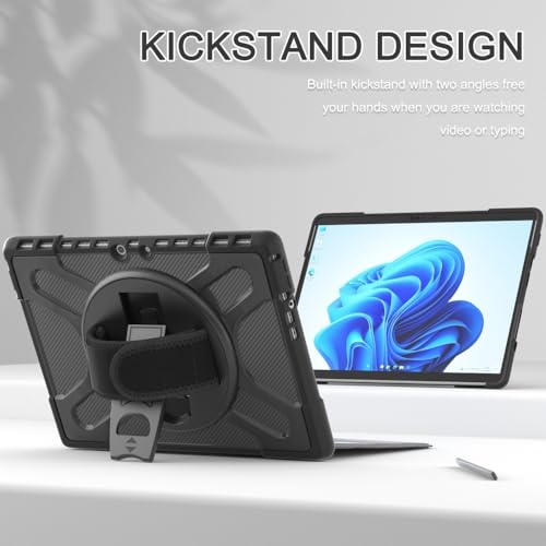 Coque rigide Surface Pro 5 silicone noir finition premium et support - 6