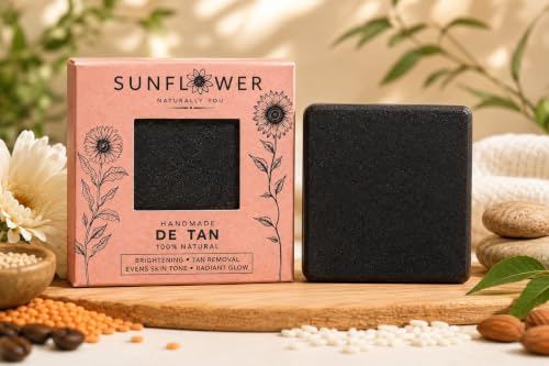 Image of Sunflower Natural Rice Potato Bath Soap Made With Rice And Potato Natural Ingredients For Skin Brightning,Dark Spot Removal,Improve Skin Tone - All Skin Types. 90 Grams (De tan)