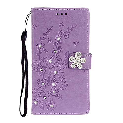 Lomogo Leather Wallet Case for Huawei P9 Lite with Stand Feature Card Holder Magnetic Closure, Shockproof Flip Case Cover for Huawei P9 Lite / G9 Lite/Honor 8 Smart - LOXCH020396 Purple