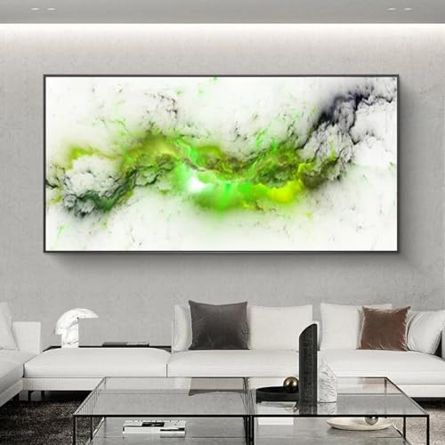 Peinture à l'huile nuage XXL avec cadre noir pour réchauffer un salon