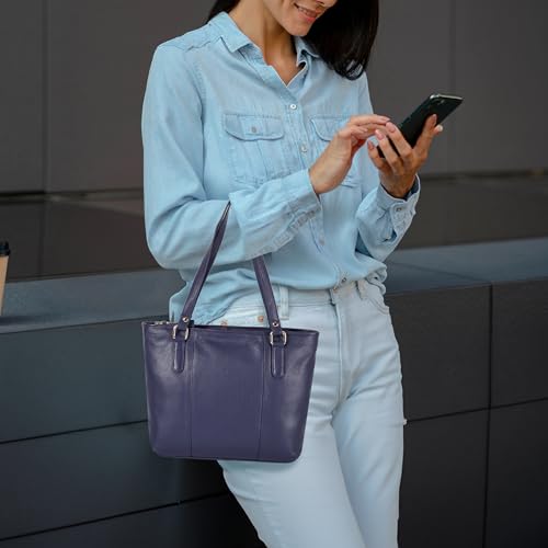 Image of Leather Purse For Women - Real Leather Tote For Women - Ladies Shoulder Handbag For Work, Travel, Casual Use