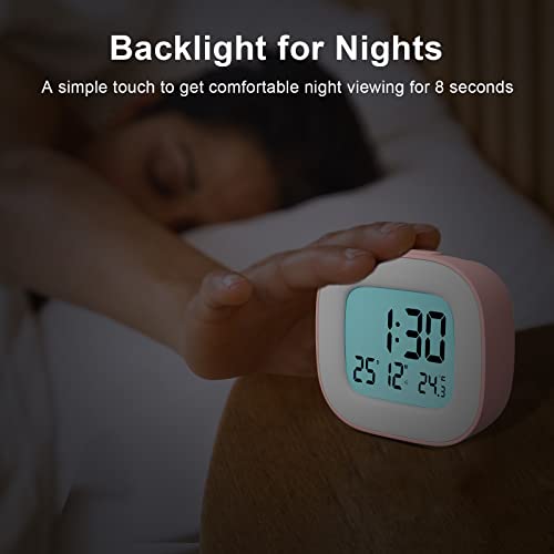 Image of Alarm Clock, Bedside Alarm Clocks Battery Operated - Digital Clock with Temperature Display, Snooze Function and Backlight for Travel, Bedroom