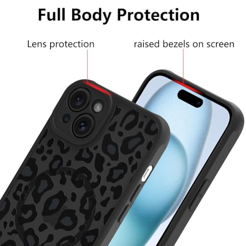 Image of KANGHAR Case for iPhone 15 Phone Case Leopard Printed Pattern | Cute Cheetah [Compatible with Magsafe] Protective Magnetic Case for Girls Women Men 6.1 inch