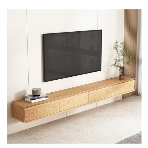 Meuble TV suspendu en bois massif Meuble TV simple pour le salon Fabriqué en bois massif avec une texture claire Espace de rangement adéquat Convient à de...