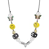 Zeelina Smile Choker Necklace Colorful Butterfly Skull Pearl Necklaces Hip Hop Street Dance Rock Chain Jewelry for Women and Girls