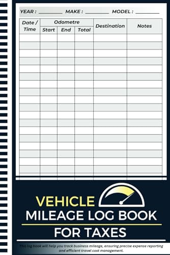 Mileage Log Book: Automotive Daily Mileage Journal, Odometer Tracker Notebook for Car & Truck Owners, Work Travel, Small Businesses or Personal Taxes.