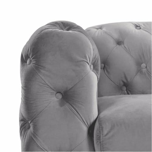 Image of A to Z Furniture Classic 3+2=5 Seater Sofa Set Luxury Chesterfield Velvet Sofa in for Home Living Room & Office (Grey)