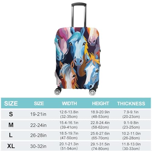 Colorful Cartoon Horses Luggage Cover Tsa Approved Suitcase Covers for Luggage Elastic Washable Suit Case Covers Anti-Scratch Travel Luggages Sleeve Suitcase Protector Fits 19-30 Inch Case(L)2