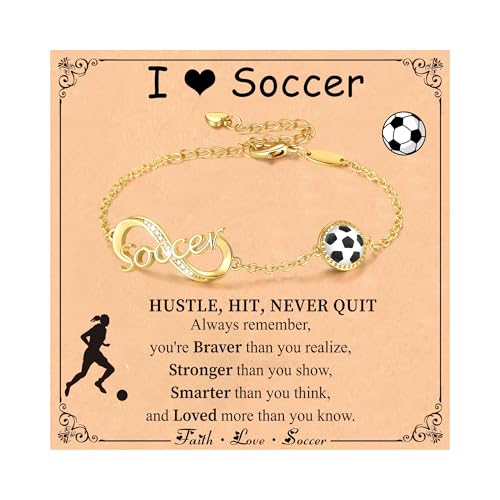 Image of Softball /Volleyball /Soccer /Basketball Bracelet for Girls Teen Women,14K Gold Plated Infinity Charm Link Bracelet Sports Accessories Jewelry Gifts for Lovers Players Team Coach