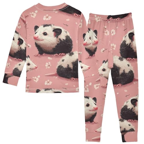 Pajama Sets Long Sleeve Cute Possums Among Flowers Soft Comfy Sleepwear 2 Piece PJS 3-8T3