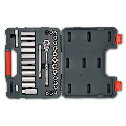 Crescent 35 Pc 3/8" Drive 6 And 12 Point Standard & Deep Sae/Metric Mechanics Tool Set - Ctk35 #TOP2