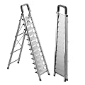 12 Step Ladder with Handrail,Folding Stainless Steel Heavy Duty Step Stool,Step Ladders with Anti-Slip Widen Aluminum Pedals,Sponge Handrail,Safe-Lock Design,Tall Kitchen/Closet Step Ladder