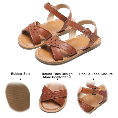 Image of Felix & Flora Toddler Girl Sandals - Little Girl Easter Dress Shoes Lightweight Open Toe Beach Holiday Flats