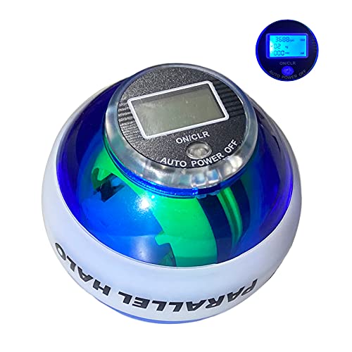 Power Wrist Ball Metal Gyro Ball AUTO Start Wrist Exercises Force Ball Gyroscope Ball Wrist and Forearm Exerciser Arm Strengthener for Stronger Muscle and Bones (Blue+Counter)