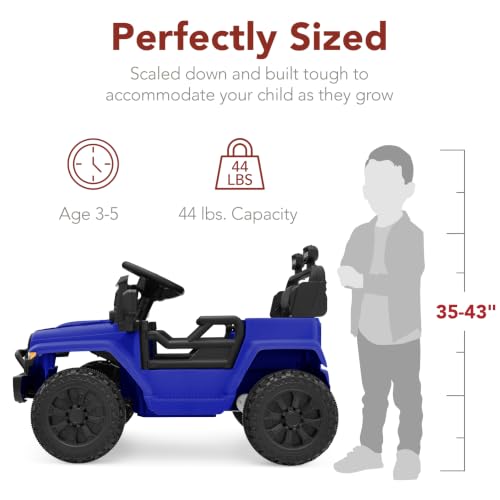 Image of Best Choice Products 12V Kids Ride On Truck Car w /Remote Control, Electric Ride On Car for Toddlers 3-5, Battery Powered Ride On Toy w /LED Lights, 4-Wheel Suspension, Safety Harness - Navy