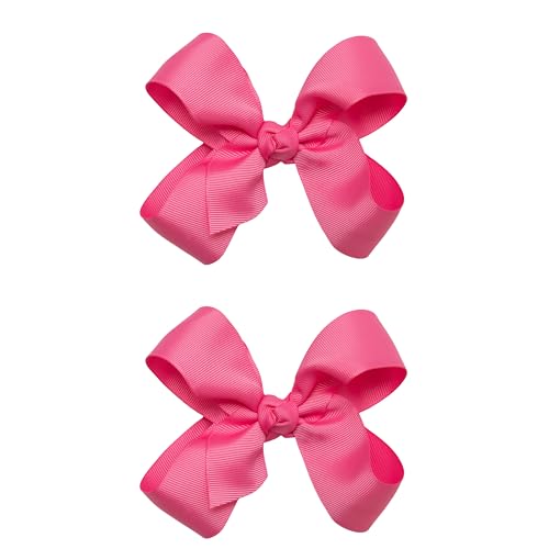 Lazos de grogrén para el cabello rosa intenso en horquillas de 5 pulgadas