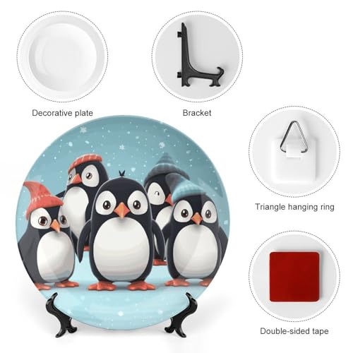 Plato decorativo de porcelana con pingüinos 7 pulgadas miniatura 3