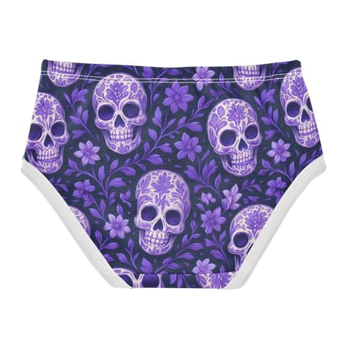 Joisal Cotton Girls Underwear Toddlers Cool Purple Flowers Skulls Panties for Girl Animals Undies Kids Briefs 2t2