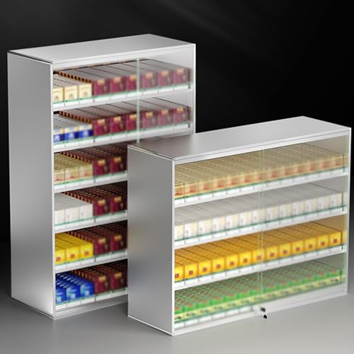 Présentoir à cigarettes multicouche étagère de comptoir en aluminium noir avec serrure de bar