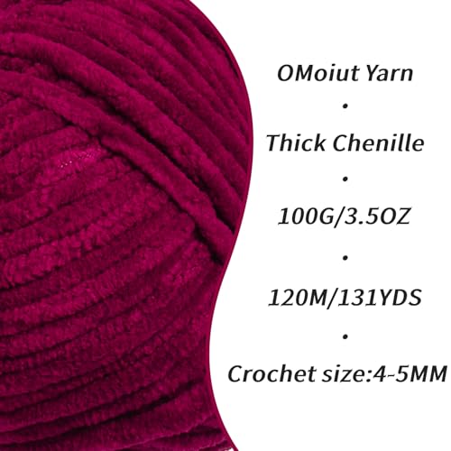 Image of 3 Pack Burgundy Fluffy Velvet Yarn for Crocheting,Chunky Chenille Baby Blanket Yarn for Crochet,Soft Fuzzy Puzzle Yarn for Knitting,(100g /3.53oz Each) Bulky Thick Amigurumi Crochet Yarns