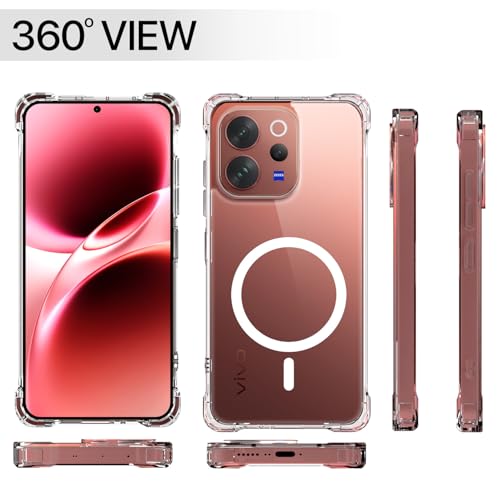 Image of Amazon Basics Back Cover for Vivo V70 5G Mag-Safe Shockproof PC + TPU Protective Case Magnetic Support Bumper Case (Transparent Mag-Safe)