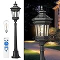 Darkaway 48inch Solar Post Lights Lamp Outdoor Light Fixture, Dusk to Dawn Aluminum Lamp Post with Remote and Pole Mount Base, Solar Path Lighting for Garden Patio Pathway