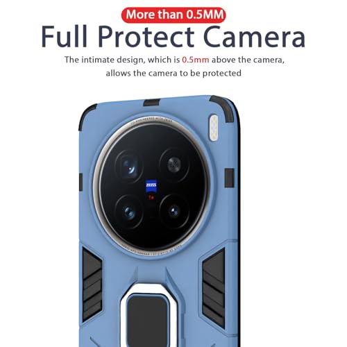Image of Pikkme D5 Tough Armor Bumper Case | 360 Protection Case | Ring Holder Stand Back Cover for Vivo X200 Pro 5G (Blue)