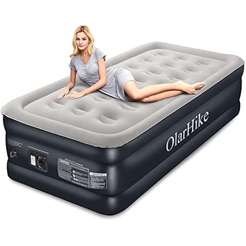 OlarHike Luftbett mit Eingebauter Elektrischer Pumpe, Luftmatratze Selbstaufblasend für 1 Person, Premium Einzelbett Gästebett, Aufblasbare Matratze für Camping oder Heimgebrauch, 198 x 102 x 46 cm Cover