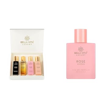 Bella Vita Luxury Womens Eau De Parfum Set 4x20 mL & Rose Eau De Parfum | Floral, Sweet, Musk & Vanilla Scents | Vegan & Cruelty-Free Perfumes for Every Mood | Long Lasting | Gift Set for Her