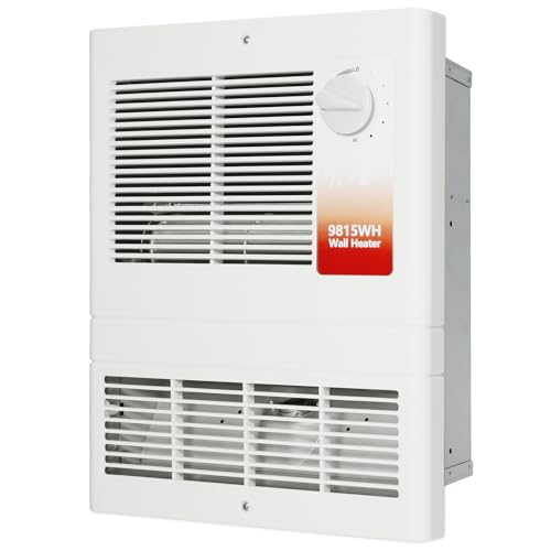 9815WH Large Capacity electric wall heater with Thermostat for Bedroom, bathroom, Living Rooms, etc., Wall Heater 1500 Watt, 120/240 Volt, White