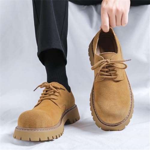 Men's Leather Lace Up Platform Round Toe Oxford Shoes Round Toe Classic Round Toe Log Sole Chunky Loafers Vintage Formal Business Wedding Derby Shoes3