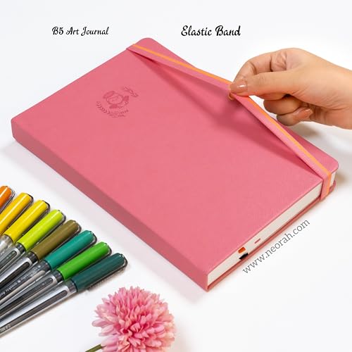 Image of NEORAH - B5 - ART JOURNAL | 200Gsm Dotgrid Notebook |160 Pages(25.0 x 17.5 cm) | Lay Flat |Hard Cover Bullet - Journal|3 Bookmarks |Elastic Closure | Inner BackPocket | Ideal-Junk Journal (PINK)