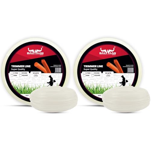 Image of Balwaan Krishi Trimmer Line | Nylon Rope Bundle for Brush Cutter, Accessory of Tap n Go | Grass Cutter, Trimmer, Tap n Go | Suitable for All Types of Brush Cutter (Round, Pack of 2)|NRR-350 (White)