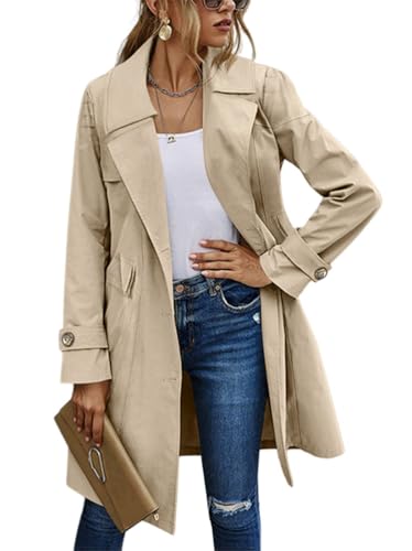 Onsoyours Trench Donna Primaverile Giacca Lungo Cappotto Elegante Classico Antivento...
