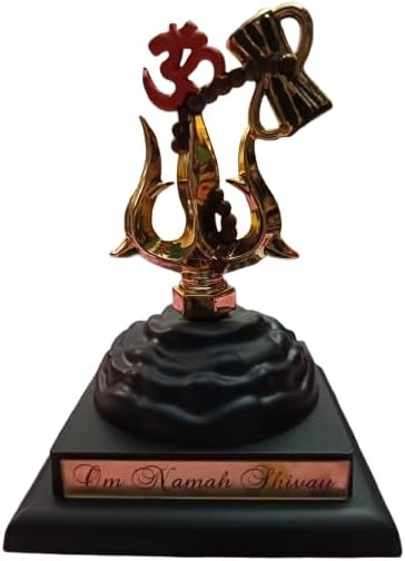 ホームデコレーション用オム像 &ndash; 瞑想、オフィスデスク、車のダッシュボード用のブラックポリレジンアイドル | Mahadev Mur