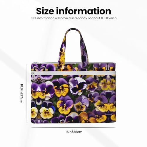 Pansy Perfection Print Canvas Document Bag Briefcase For Professionals And Executives4