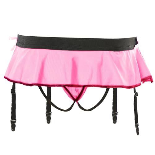 Sissy Pouch Panties for Men Crossdressers Men's Lingerie Skirt G-String Thongs Underwear Briefs with Garters3