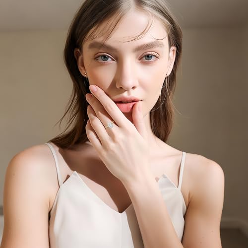 3-5 Carat Oval Moissanite Engagement Ring 10K 14K 18K White/Rose/Yellow Gold Twisted Halo Wedding Ring Promise Proposal Ring Christmas Gift Women2