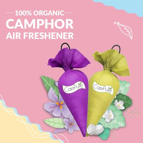 Image of CamPure Camphor Cone (1 Lavender & 1 Mogra) Pack of 2-100% Organic | Air Freshener for Car, Wardrobe, Office Cabin's, Drawers, Travel Bag & Bathroom