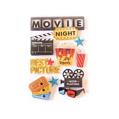 Paper House Productions STDM-0015E 3D Sticker, Movie Night