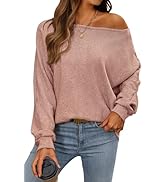 CFLONGE Women's Fall Sweaters 2024 Casual Oversize Pullover Batwing Long Sleeve Drop Shoulder Swe...