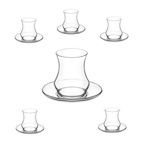 Eda 12-Piece LAV Glasses Turkish Tea Glasses Set Cay Bardagi Seti Arabic Orient