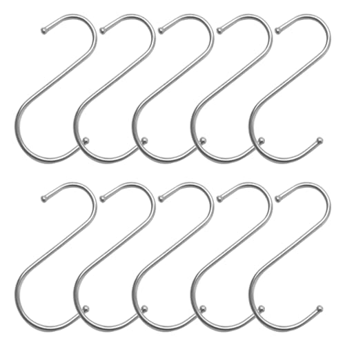 Pumuky 10 Stück Haken aus Edelstahl in S-Form, S-Form, Küchenhaken, multifunktional, S-Form, für Küche, Bad und Schlafzimmer