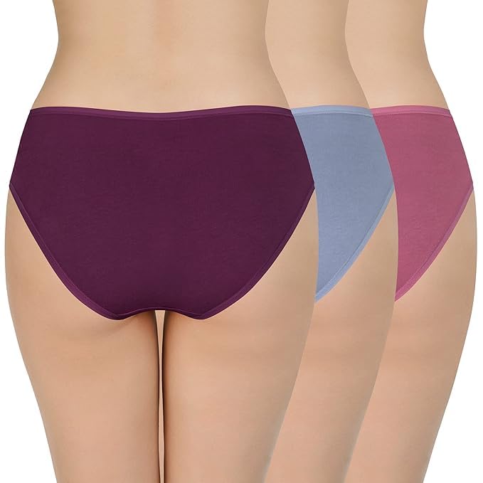 Image of LOURYN KOULYN Solid Low Rise Cotton Bikini Panty Pack(Pack of 3)