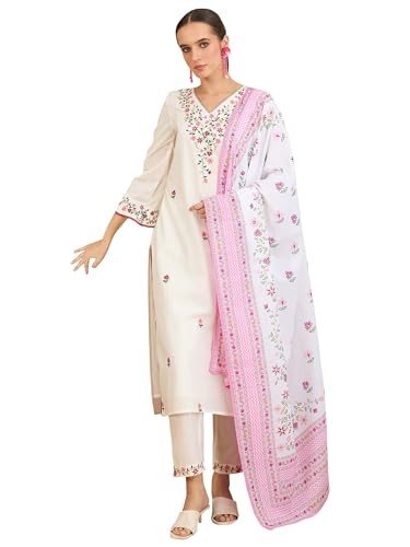 Image of INDO ERA Women Pure Cotton Kurta Set with Dupatta | Festive Suit Set, 6720