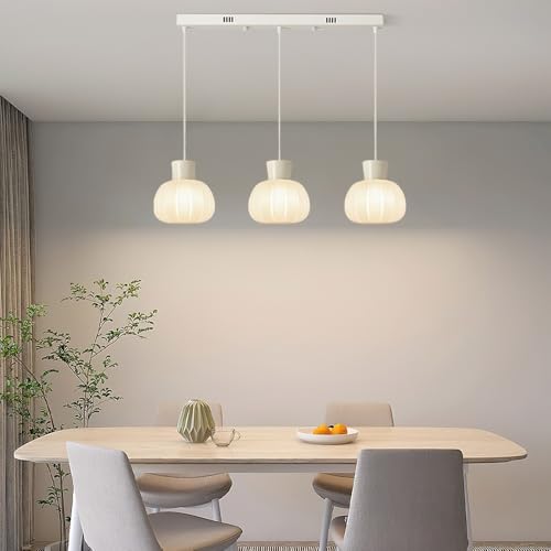 Suspension 3 têtes blanche en métal et acrylique E27